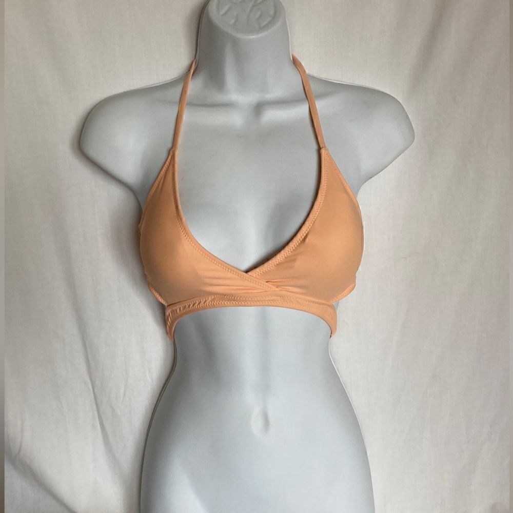 Cupshe Halter Neck Tie back Coral Bikini Top Medium